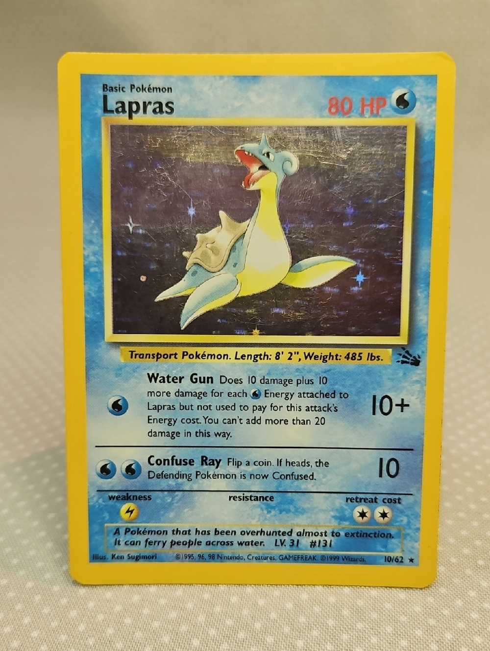 1999 Pokemon Lapras 10/62 Fossil Holo